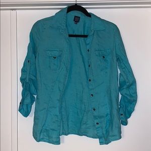 Teal button up